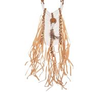 shoperama Indian Chest Plate Necklace Beads Fringe Feathers Necklace Squaw Indian Western Wild West Women Men, Plastic