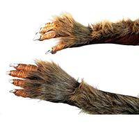 shoperama Long Werewolf Gloves with Claws and Fur Claw Hand Claws Demon Monster Costume Accessory