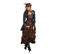 shoperama Steampunk Dress Brown/Blue Women's Burning Man Victorian Industrial Retro Futurism High Quality Costume Size 36