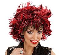 shoperama Women's Steamy Short Hair Wig with Coloured Strands Punk Rock Star Layered Synthetic Hair Colour: Black / Red