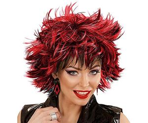 shoperama Women's Steamy Short Hair Wig with Coloured Strands Punk Rock Star Layered Synthetic Hair Colour: Black / Red