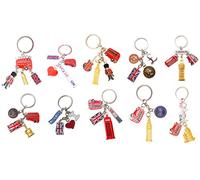 ShopEwebb London Icons Mix UK Souvenir Set of 10 Metal Key Rings
