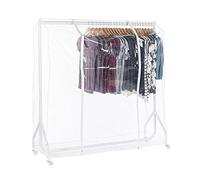 Shopfitting Warehouse Gloss White Heavy-Duty Clothes Rail with Clear Cover 5ft wide