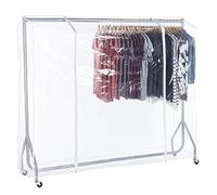Shopfitting Warehouse Silver Heavy-Duty Clothes Rail with Clear Cover 6ft wide