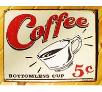 ShopForAllYou Vintage Decor Signs Coffee 5 Cent Bottomless Cup TIN Sign Vintage ad Diner Metal Wall Art Decor 1178