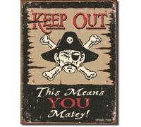ShopForAllYou Vintage Decor Signs Keep Out This Means You Matey Moore Pirate Skull Funny Wall Decor Metal Tin Sign