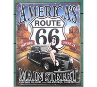 ShopForAllYou Vintage Decor Signs Route 66 America's Main Street Pinup TIN Sign Vintage Garage bar Wall Decor 1957