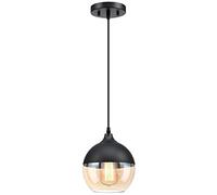 SHOPFRILL Modern Round Chandelier Ceiling Light with Black Small Dome Glass Pendant Lighting for Kitchen Island Dining Room Bedroom Bathroom Hanging Light Fixture 1 Light