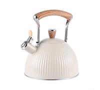 Shophubio 2.5 Quart Whistling Tea Kettle for Stove Top, with Wood Pattern Folding Handle and Anti-Rust, for Induction, Electric and Gas Hobs
