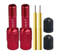Shophubio 45mm For Bike Front Fork Valve Adapter Aluminum Alloy Nozzle Extension for A/V, Adjustable Inner Tube Valve Stem Extender for Suspension Forks and(Red)
