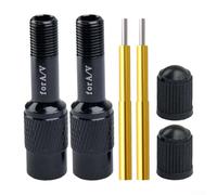 Shophubio 45mm For Bike Front Fork Valve Adapter Aluminum Alloy Nozzle Extension for A/V, Adjustable Inner Tube Valve Stem Extender for Suspension Forks and(Black)