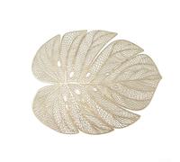 Shophubio 6PCS Decorative Table Mat for Western Dining Meal Mat Set with Turtle Back Leaf Design PVC Material 45x30cm Heat Resistant Waterproof Easy Clean for(Gold)