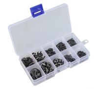 Shophubio E Type Retaining for Ring Kit, 580pcs 1.5-10mm Black Carbon Steel Circlip, Shaft E Clip Snap for Ring Set with Storage Box, Metric Snap for Ring Collection