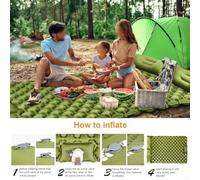 Shophubio Extra Thick Inflatable Camping Mattress - Lightweight Double Sleeping Pad with Quick Inflate Foot, Self Inflating Hexagonal Design, Portable(Double army yellow)