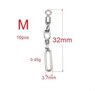 Shophubio Fishing Swivel Snap with Rolling Swivel & Lock Snap: Stainless Steel Connector for Soft/Hard Bait, Spinners, and Lure Fishing - 10pcs(M)