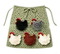 Shophubio Hand-Crocheted Egg Collecting Apron Featuring Chicken Pockets, Rustic Farmhouse Design for Secure Egg Gathering, Durable-Reusable Apron for Farms(B)