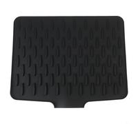 Shophubio Kitchen Drain Mat - Flexible Silicone Dish Drying Pad with Angled Water Channeling, Heat Insulation and Non-Slip Base for Countertop Safety(black)