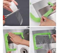 Shophubio Kitchen Sink Filter Bag - Hanging Strainer Net with Green PP Rack, Drain Strainer for Food Scraps and Solids Collection(Rack+50 net+1m Tape)