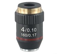 Shophubio Microscope Objective Lens Set, Achromatic DIN Standard for 160mm Tube Length, 4X 20X 40X 60X 100X Magnification with Spring Loaded Design(4X)