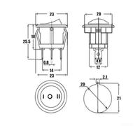 Shophubio On/Off/On Rocker Switch 20mm SPDT 2 Way Black Round Toggle Switch for Car Automotive Dash Interior Panel Mount 12V Electrical Waterproof