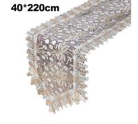 Shophubio Oval Lace Table Runner for Dining Table, Embroidered Polyester Cloth with Tassel Decorative Flag and Lace Trim, Elegant Mesh Design for Oval or(40 * 220)