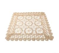 Shophubio Round Tablecloth with Lace Flower Design | Polyester Nylon Table Protector for Dining Room, Wedding, Coffee Table | Square 60x60 cm Light Coffee(60×60cm)