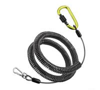 Shophubio Spiral Fishing Lanyard - Retractable Safety Coiled Cord for Anglers, For + Steel Wire Construction, 25 kg Load Capacity, Lobster Clasp, Aluminum(49strand steel wire 300cm)