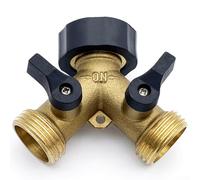 Shophubio Washing Machine Hose Connectors 2 Way Brass Tap Adaptor Y Splitter with Individual Shut-Off Valves for Washing Machine and Garden Hose Connector