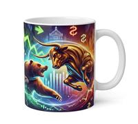 Shopi Zone - Bull & Bear Stock Exchange Mug - 11oz Ceramic Mug for Traders and Investors - Original Gift for Trader, Financial Analyst or Stock Market Lover
