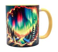 Shopi Zone Ceramic Mug with Aurora Borealis Design and Winter Landscape in 3D Effect - Nature and Charm
