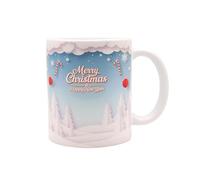 Shopi Zone Christmas Ceramic Mug - Merry Christmas & Happy New Year, Winter Landscape, Candy Canes and Red Ornaments - 3D Art Gift Idea