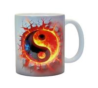 Shopi Zone Yin Yang Fire and Energy Ceramic Mug - Original Design 3D Art Durable Coffee Tea Mug Unique Motivational Gift