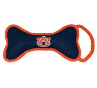 ShopInstaPets Officially Licensed NCAA Bone Shaped Dog Toy with Squeaker & Rope - Durable & Fun for Dogs (Auburn Tigers)