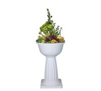 shopior 40cm Pedestal Planter Pot - Large Free-Standing Flower Bowl Jardiniere | Venetian Outdoor & Indoor Garden Planter | Weatherproof Decorative Flower Pot for Patio, Balcony, Lawn (White, Pack 1)