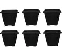 shopior Antique Durable Square Planters Indoor & Outdoor Spaces| 30cm Plastic Garden Venetian Style Flowers, Herbs, Barrel - Over Fence and Decorative Plant Pots - Patio or Home Decor (6, Black)