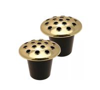 shopior Black Memorial Grave Vase with Gold Lid - Weatherproof Cemetery Flower Holder for Headstones & Graves | Durable Plastic Graveside Flower Vase for Fresh & Artificial Flowers (Gold - 2Pack)