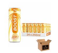 Shopior Carbonated Energy Drink with Taurine, Caffeine & B Vitamins - Vegan, Gluten Free & Low Calorie Refreshing Soft Drink for Work, Sports & Gym (Boost Energy Zero Citrus Zest - 250ml x 24 Cans)