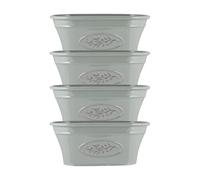 shopior Classic Olive Plastic Planter Trough for Gardening - Flowers Pot with Glossy Finish Weatherproof Plant Pot with Drainage Holes - Gardens, Balconies & Windowsills | 38cm (38cm-Grey, Pack 4)