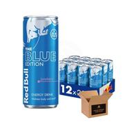 Shopior Energy Drink Can - Original, Sugarfree, Zero & Flavoured Editions Bulk Packs | Caffeine Energy Drinks for Gym, Game & Work (Red Bull Blue Juneberry PM £1.75-250ml - Pack 12)