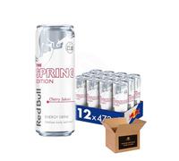 Shopior Energy Drink Can - Original, Sugarfree, Zero & Flavoured Editions Bulk Packs | Caffeine Energy Drinks for Gym, Game & Work (Red Bull Cherry Sakura PM £2.80-473ml - Pack 12)