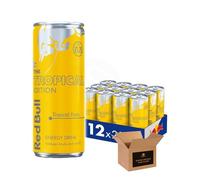 Shopior Energy Drink Can - Original, Sugarfree, Zero & Flavoured Editions Bulk Packs | Caffeine Energy Drinks for Gym, Game & Work (Red Bull Tropical Fruits PM £1.75-250ml - Pack 12)