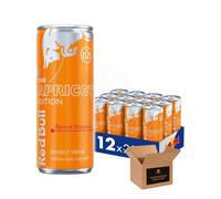 Shopior Energy Drink Can - Original, Sugarfree, Zero & Flavoured Editions Bulk Packs | Caffeine Energy Drinks for Gym, Game & Work (Red Bull Apricot & Strawberry PM £1.75-250ml - Pack 12)