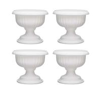 shopior Flower and Herb Plastic Urn Pots | Hourglass Shape - Indoor Outdoor Decor | Wall Planters | Plant Pots for Succulents and more | Urn Flower Pots for Garden, Balcony - 42cm (4, White)