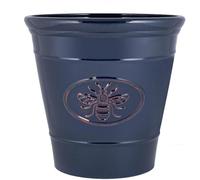 shopior Metallic Effect Olive Plastic Planter for Gardening - Outdoor & Indoor Flowers Pot with Glossy Finish Weatherproof Garden Windowsills with Drainage Holes - (Blue Bee Planter, 30cm - Pack 1)