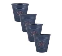 shopior Metallic Effect Olive Plastic Planter for Gardening - Outdoor & Indoor Flowers Pot with Glossy Finish Weatherproof Garden Windowsills with Drainage Holes - (Blue Bee Planter, 30cm - Pack 4)