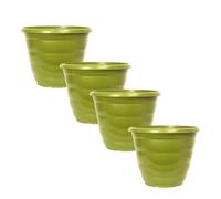 shopior Plastic Bumble Beehive Planter Pot - Deep Garden Plant Pot with Drainage Holes | Durable Weatherproof Indoor & Outdoor Planter (Bumble Glossy Green, 30cm, Pack of 4)