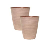 shopior Plastic Plant Pot | Heavy Duty Planter 15L | Indoor Outdoor Flower Pot | Weatherproof Garden Container with Drainage Holes | Decorative for Garden Patio Balcony (Powdered Brick, 28cm-Pack 2)