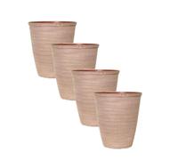shopior Plastic Plant Pot | Heavy Duty Planter 15L | Indoor Outdoor Flower Pot | Weatherproof Garden Container with Drainage Holes | Decorative for Garden Patio Balcony (Powdered Brick, 28cm-Pack 4)