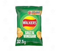 shopior SALT & VINEGAR | Assorted Classic British Crinkle Cut Crisps for Lunchbox, Sharing | Crunchy Snack Multipack (WALKERS SALT & VINEGAR 32.5g x 32Pack)