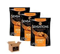 Shopior Sensations Coated Peanuts Bag - Savoury Flavour Mix | Crunchy Peanuts Sharing Pack | Ideal for Parties, Lunchboxes & On-the-Go Snacking (Californian Honey & Salt - 150g x 3 Pack)
